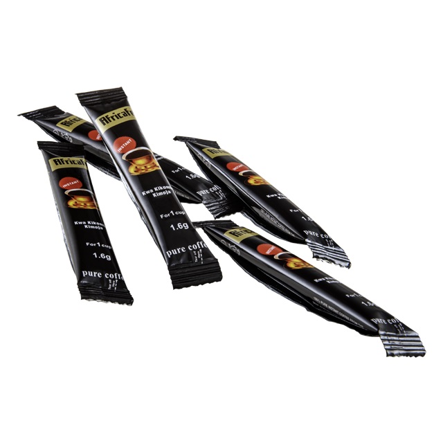 Africafe Sticks je 1,6 g, der Instant-Kaffee aus Tansania in 100 Sticks/ Verpackung